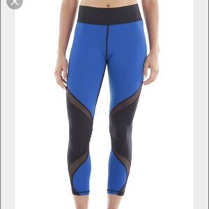 Michi NY Blue Black Color block Tidal Hydra Crop Mesh Leggings Size S